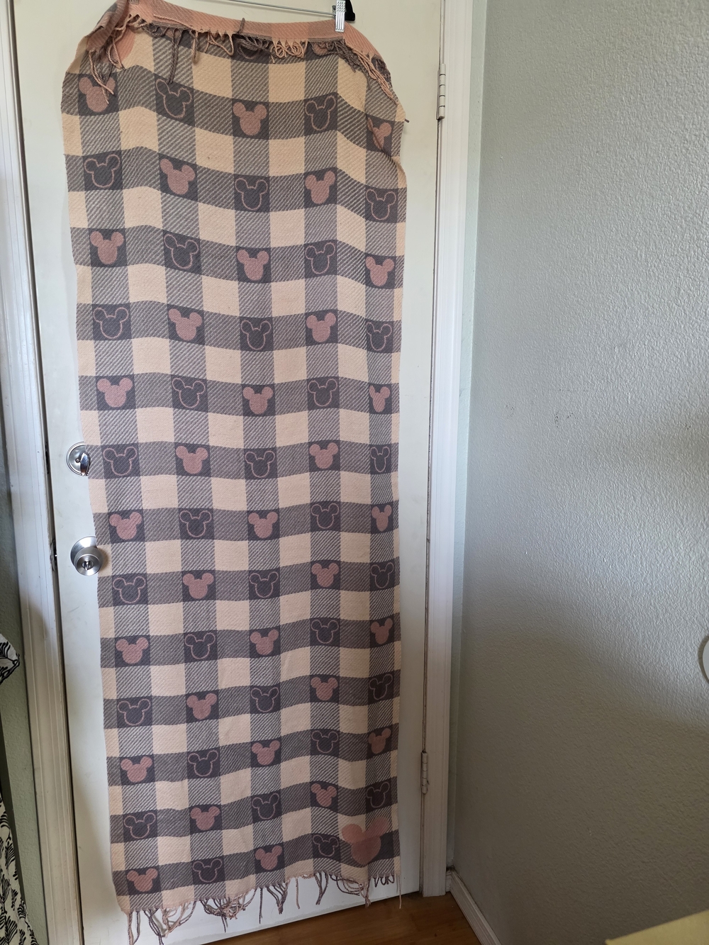 Pink and Gray Mickey Reversible Oversized Scarf